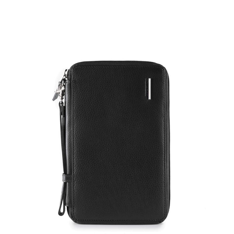 Porta Documenti Da Viaggio Piquadro Con Porta Carte - 14 Slot, RFID, Pochette Rimovibile, Nero